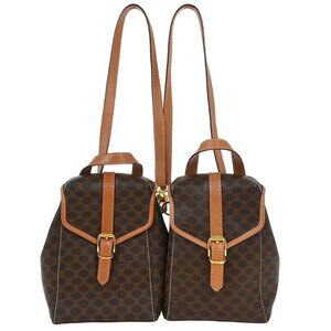 Celine Brown PVC Macadam Twin Backpack M95* 154821Celine Brown PVC Macadam Twin